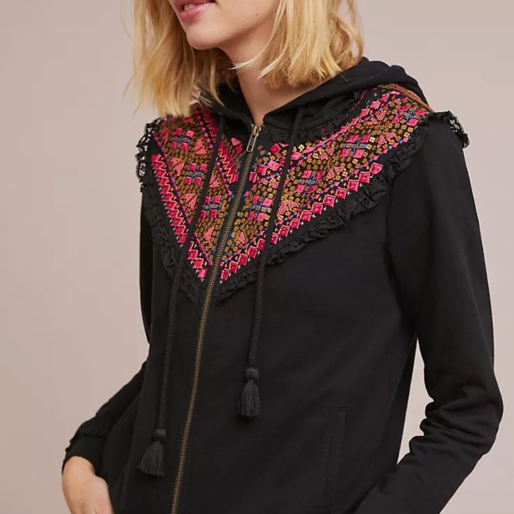 anthro embroidered hoodie